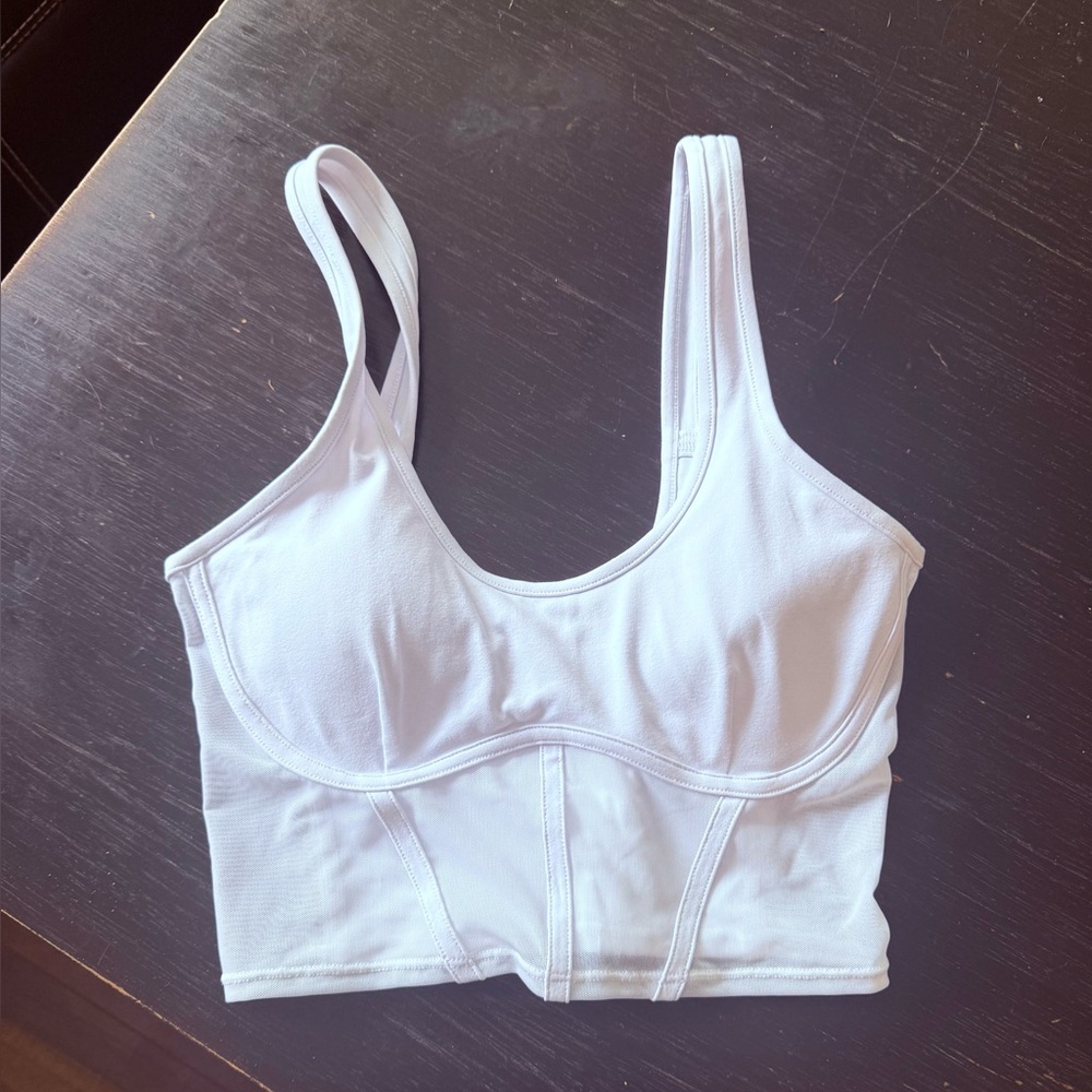 ALO Yoga White Corset Sports Bra